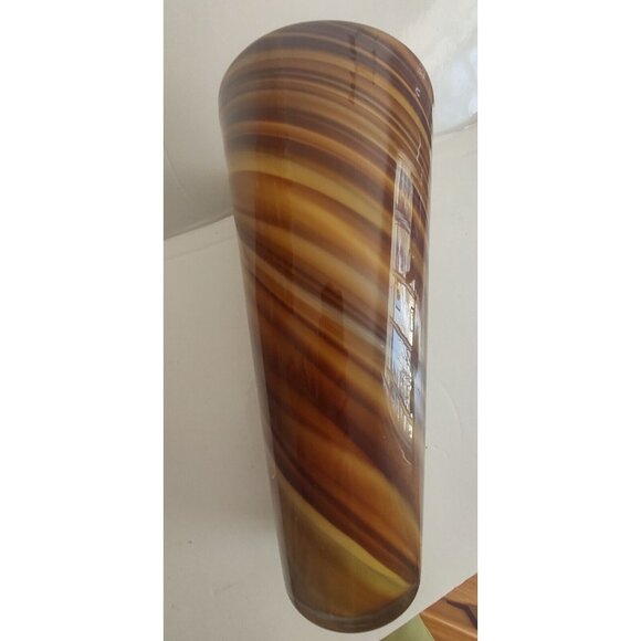 Large Murano Style Hand Blown Glass Vase Chocolate Swirl 12.5" - Picture 8 of 11